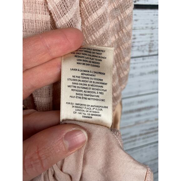 Anthropologie Meadow Rue Allyson Square Neck Top Boho Pink XS Fairy Feminine - Picture 7 of 9